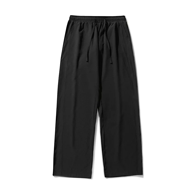 2026 Men's Ice Silk Wide Leg Pants Thin Man Black Comfortable Quick Drying Pants Summer Loose Casual Streetwear Loose Trouser