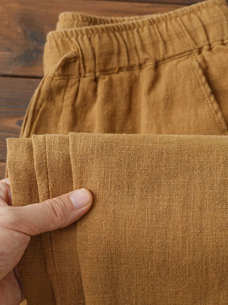 Straight Casual Cotton Linen Pants Men Wide Leg Lightweight Baggy Cotton Sweatpants Male Sport Jogger Straight Work Trousers