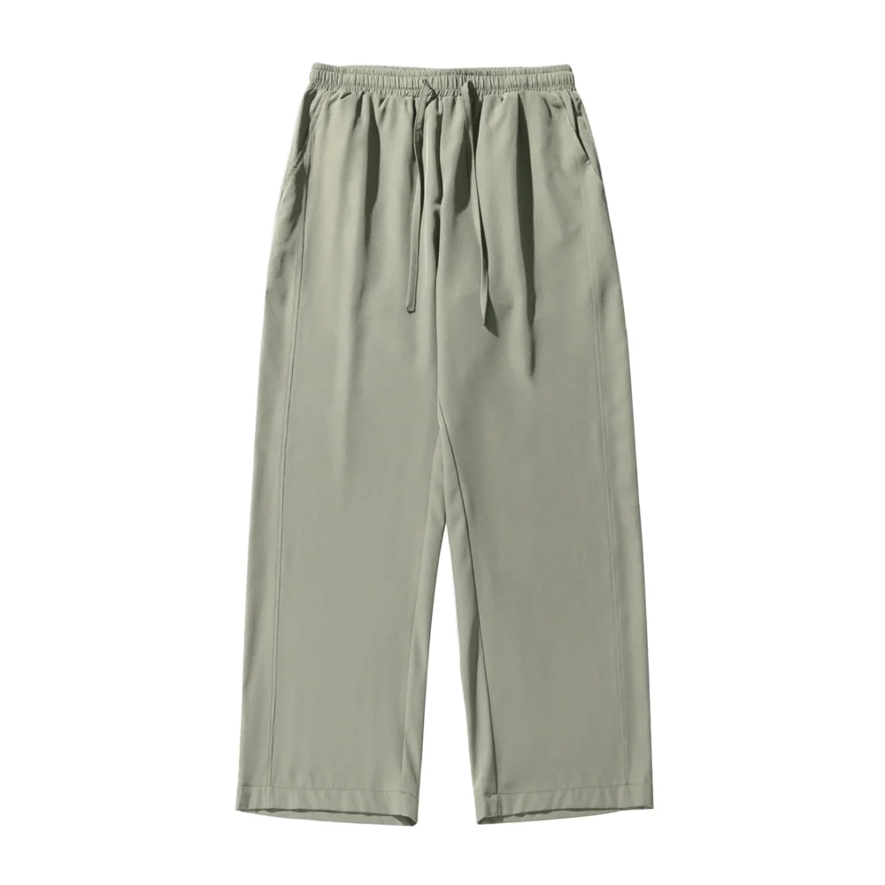 2026 Men's Ice Silk Wide Leg Pants Thin Man Black Comfortable Quick Drying Pants Summer Loose Casual Streetwear Loose Trouser
