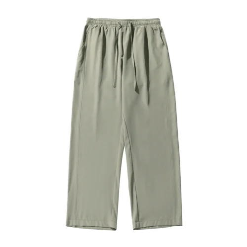 2026 Men's Ice Silk Wide Leg Pants Thin Man Black Comfortable Quick Drying Pants Summer Loose Casual Streetwear Loose Trouser