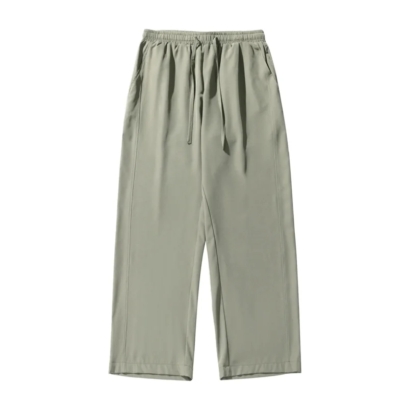2026 Men's Ice Silk Wide Leg Pants Thin Man Black Comfortable Quick Drying Pants Summer Loose Casual Streetwear Loose Trouser