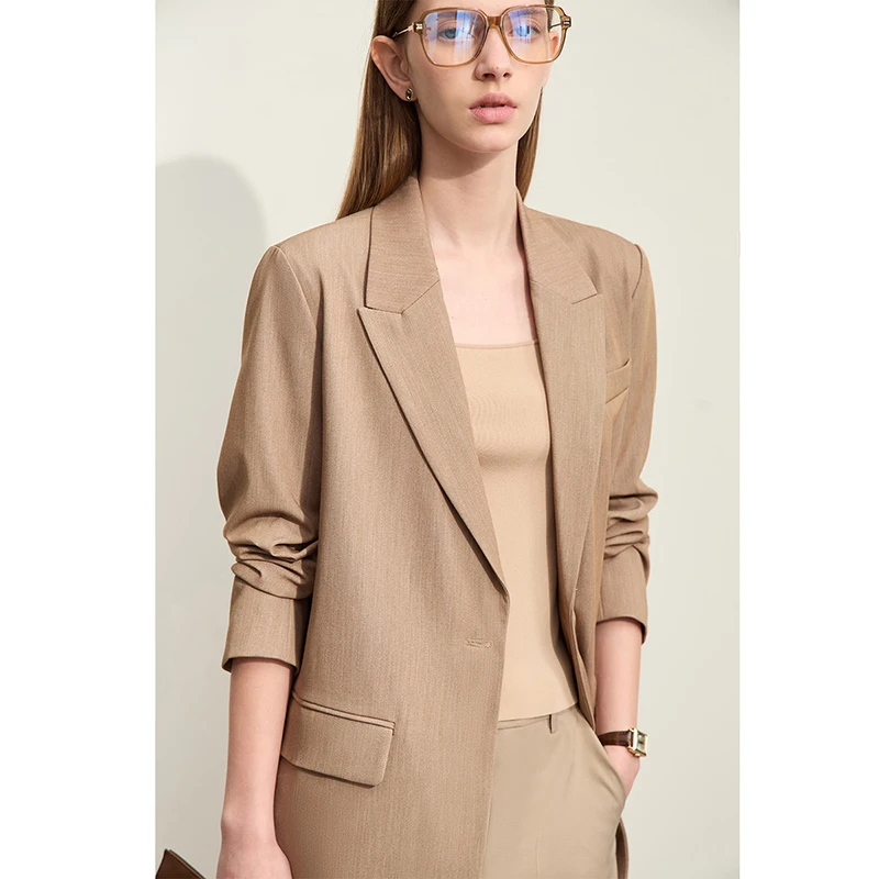 AMII Minimalism Blazer for Women Korean 2023 Sping New Loose Office Lady Women's Jacket Fashion Black Solid Female Coat