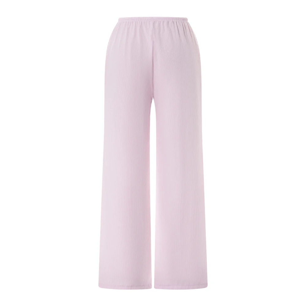 Women Casual Loose Pants Elastic Waist Stylish Straight Pants Spring Summer Drawstring Lace-up Wide-leg Trousers 2024
