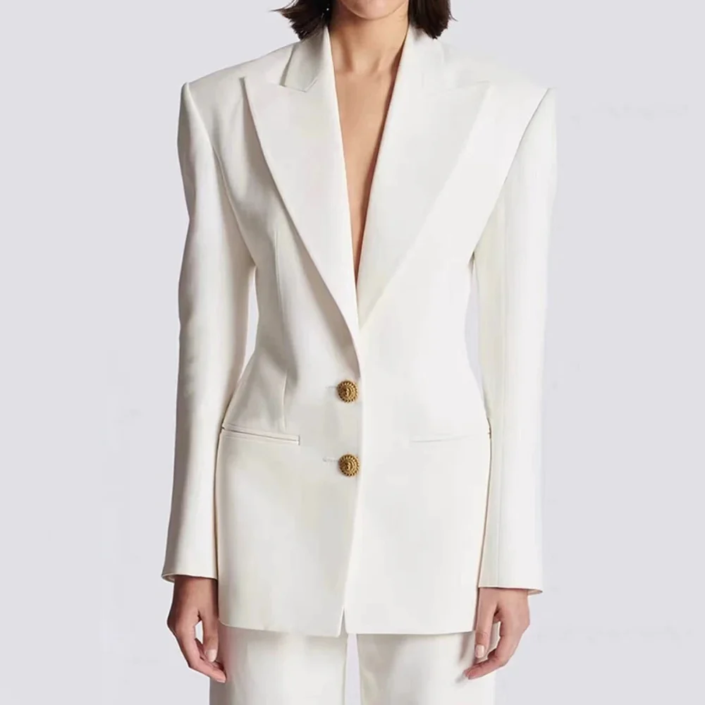 Spring and Autumn New Fashion Solid Color Brand Big Collar Two Button Slimming Long Sleeve Commuter Women's Blazer