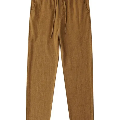 Straight Casual Cotton Linen Pants Men Wide Leg Lightweight Baggy Cotton Sweatpants Male Sport Jogger Straight Work Trousers