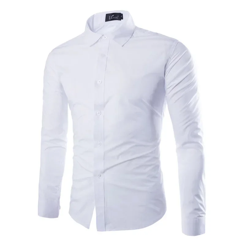Mens Casual Shirts 2025 Single Breasted Men Slim Fit Dress Long Sleeve Shirts Soild Male Social Shirts Designer Chemise Homme