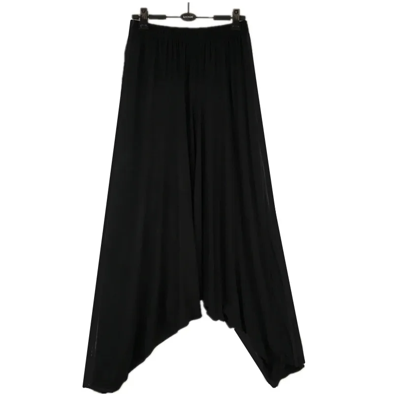 Women Summer Harem Pants Casual Cotton Solid Elastic Waist Wide Leg Pants Bottoms loose long trousers