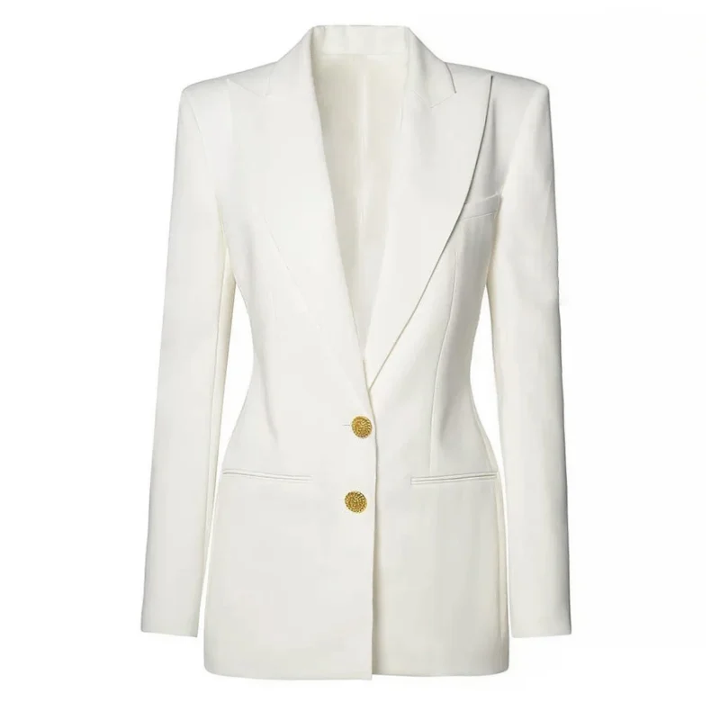 Spring and Autumn New Fashion Solid Color Brand Big Collar Two Button Slimming Long Sleeve Commuter Women's Blazer