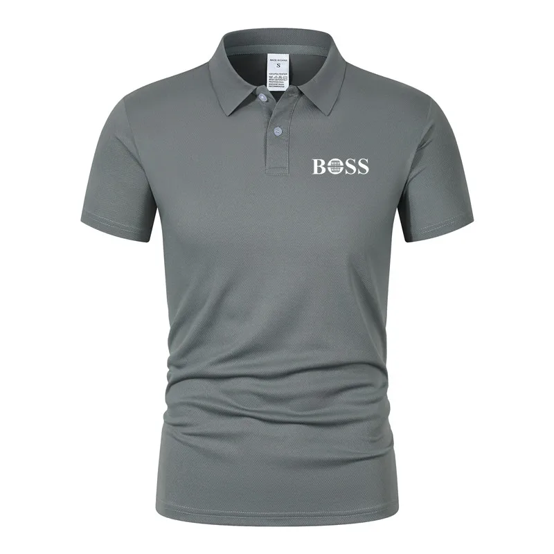 Solid color polo shirt ultra-light men's quick-drying breathable sweat-wicking shirt suitable for fitness gym and running