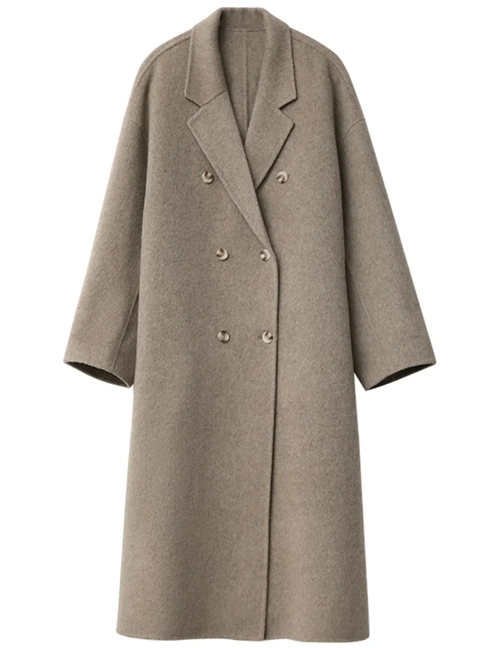 Sb3b1edd26595498480cf6340c6f6495eE.webp CHIC VEN Women Woolen Coat Double-breasted Basic Loose Casual Retro New Long Double-sided Female Overcoat Autumn Winter 2024