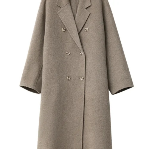 Sb3b1edd26595498480cf6340c6f6495eE.webp CHIC VEN Women Woolen Coat Double-breasted Basic Loose Casual Retro New Long Double-sided Female Overcoat Autumn Winter 2024