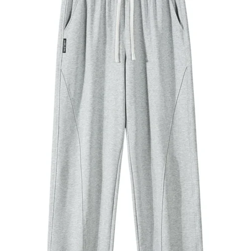 Summer Men's Sport Pants Lightweight Cotton Straight Leg Grey Sweatpants Loose Fit Jogging Pants Casual Home Gym Trousers