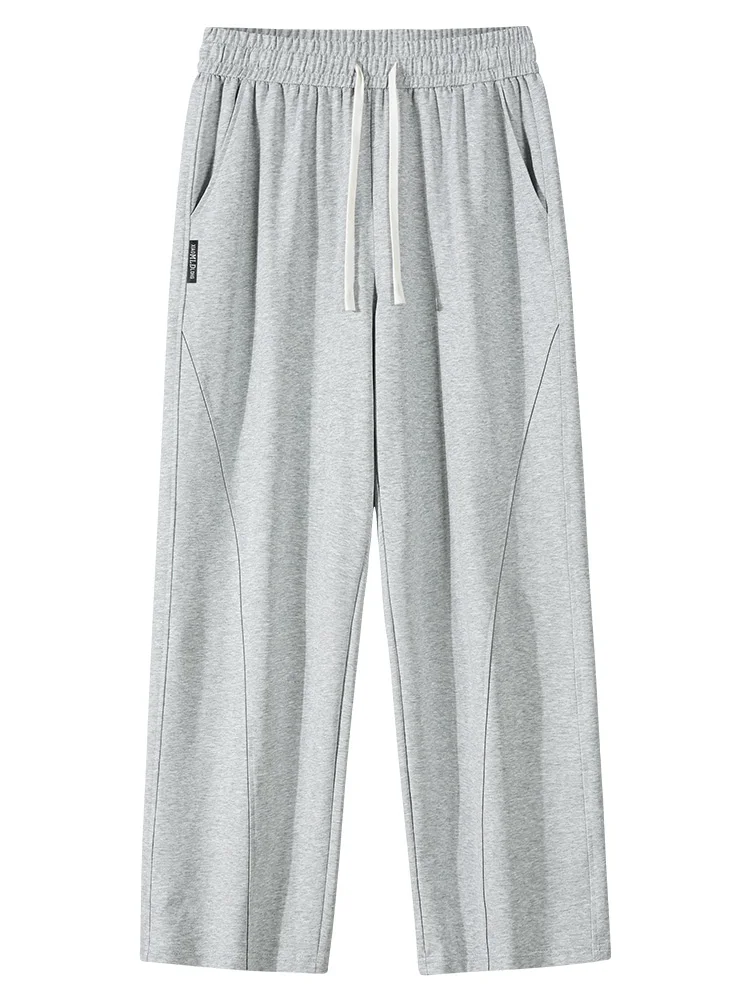 Summer Men's Sport Pants Lightweight Cotton Straight Leg Grey Sweatpants Loose Fit Jogging Pants Casual Home Gym Trousers