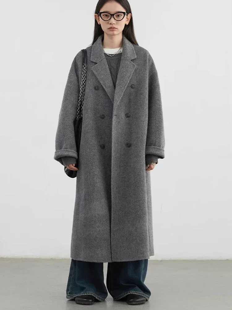 Sbd85d5e46aa34baeac3ca3dfe8585aa17.webp CHIC VEN Women Woolen Coat Double-breasted Basic Loose Casual Retro New Long Double-sided Female Overcoat Autumn Winter 2024