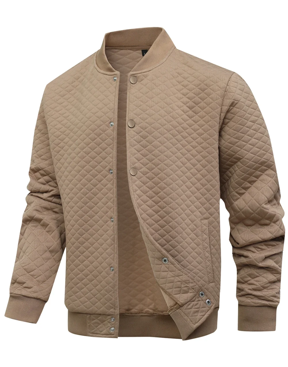 Men's Lightweight Casual Varsity Jacket Waffle Pattern Letterman Bomber Style - Streetwear Inspired Outerwear
