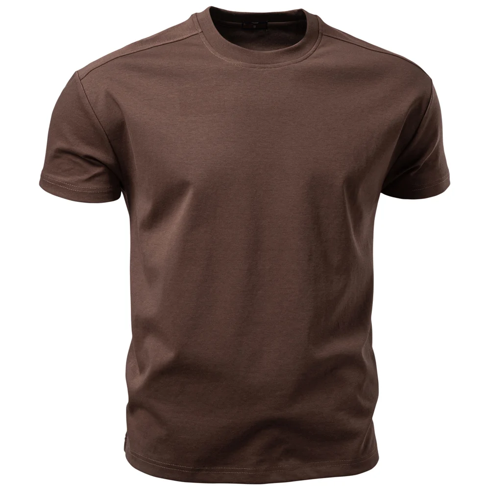 AIOPESON Men's Cotton O-Neck Soft Touch Comfortable Tee Solid Color Breathable Lightweight Daily Casual T-Shirt