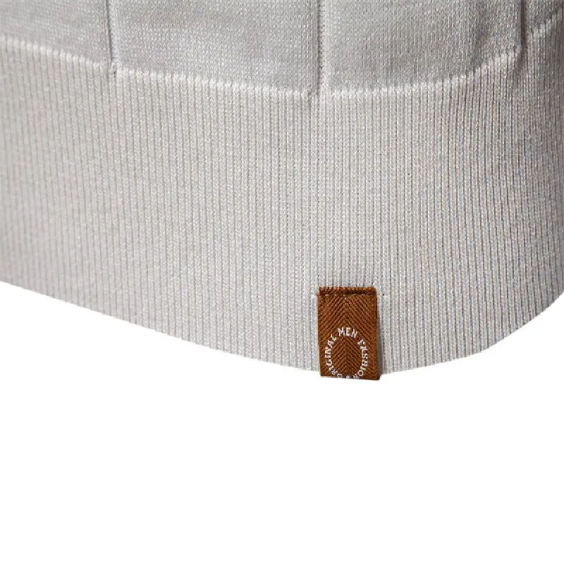 New men's business casual short-sleeved fashion trend knitted POLO shirt with lapel and half-zip pullover design