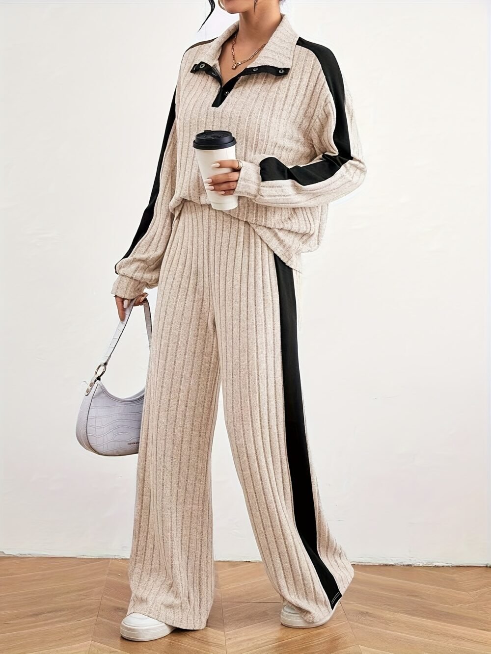 Women's Fashion Casual swear Set Apricot color