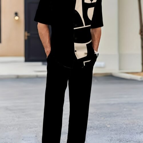 79e8b0b4-2a0e-4997-a158-bece05072f62.jpg Men's Casual Short Sleeve Shirt & Pants Two-Piece Set