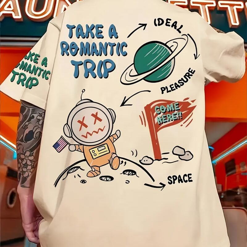 Men's Cartoon Print Casual Short Sleeve T-Shirt