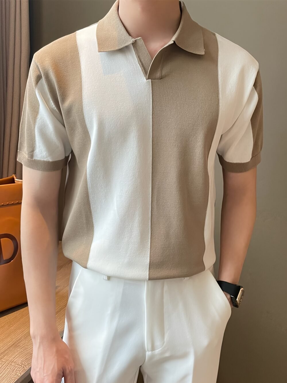 Men's Business Casual Breathable Knit Short Sleeve T-Shirt