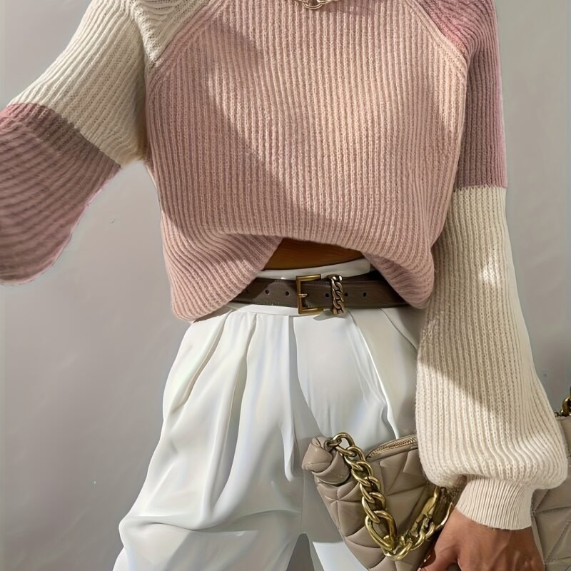 Women's Elegant Solid Color Long Sleeve Round Neck Top