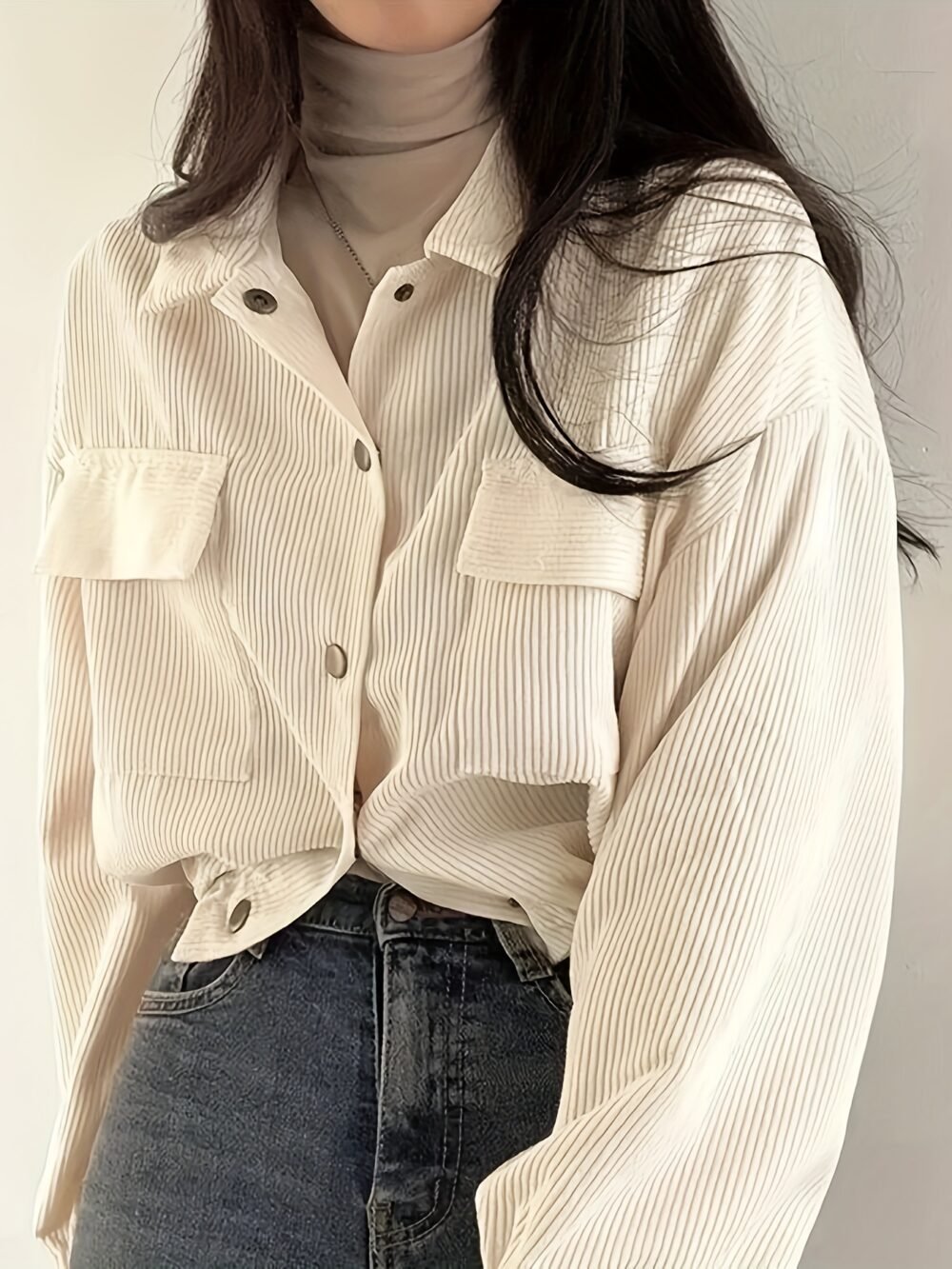 Women's Retro Corduroy Drawstring Cropped Jacket